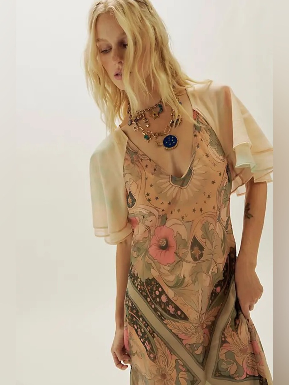 1048. FREE PEOPLE Celestial  Nights Maxi Dress in Fairy Combo Sz S NWOT $228 - Picture 10 of 12